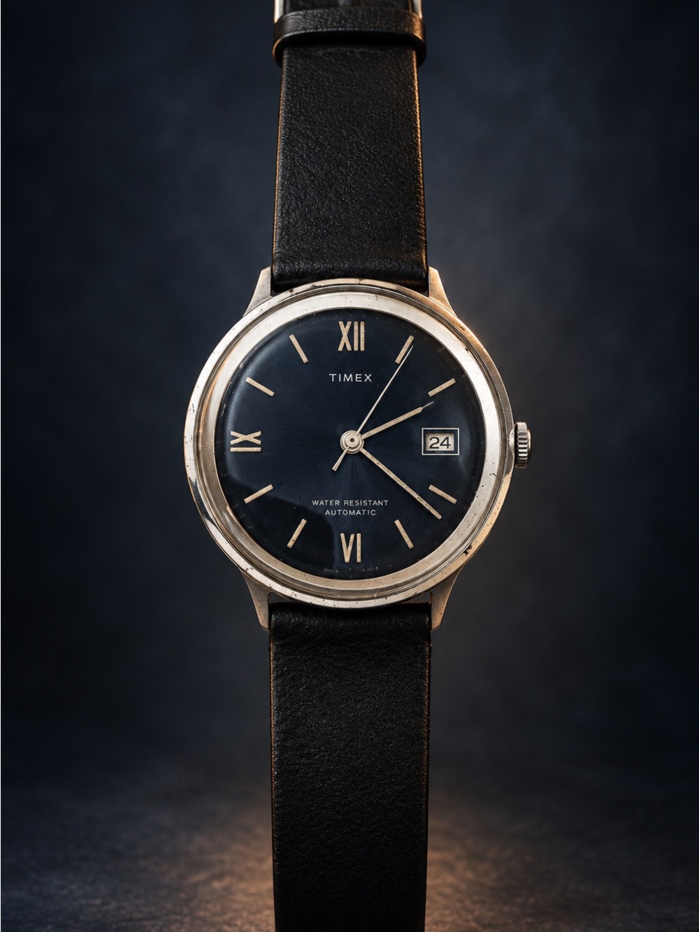 Vintage mechanical Timex Dark blue Dial Watch unisex 1974